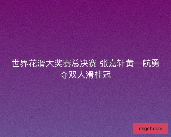 世界花滑大奖赛总决赛 张嘉轩黄一航勇夺双人滑桂冠